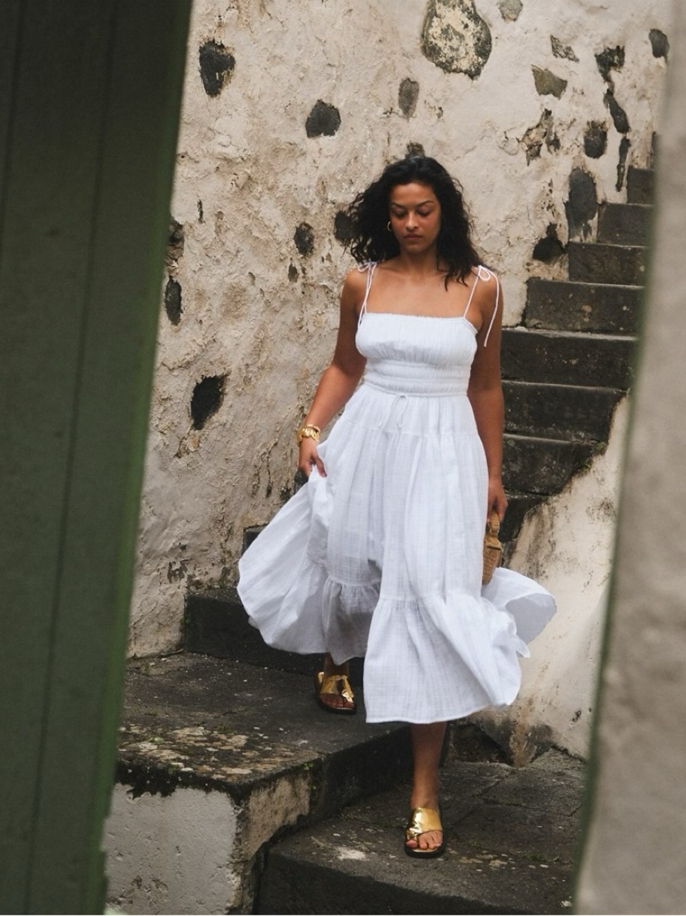 J. Crew White Tie-Shoulder Gauze Maxi Sundress